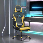 vidaXL Sedia da gaming con poggiapiedi, nera e oro, in similpelle