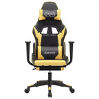 vidaXL Sedia da gaming con poggiapiedi, nera e oro, in similpelle
