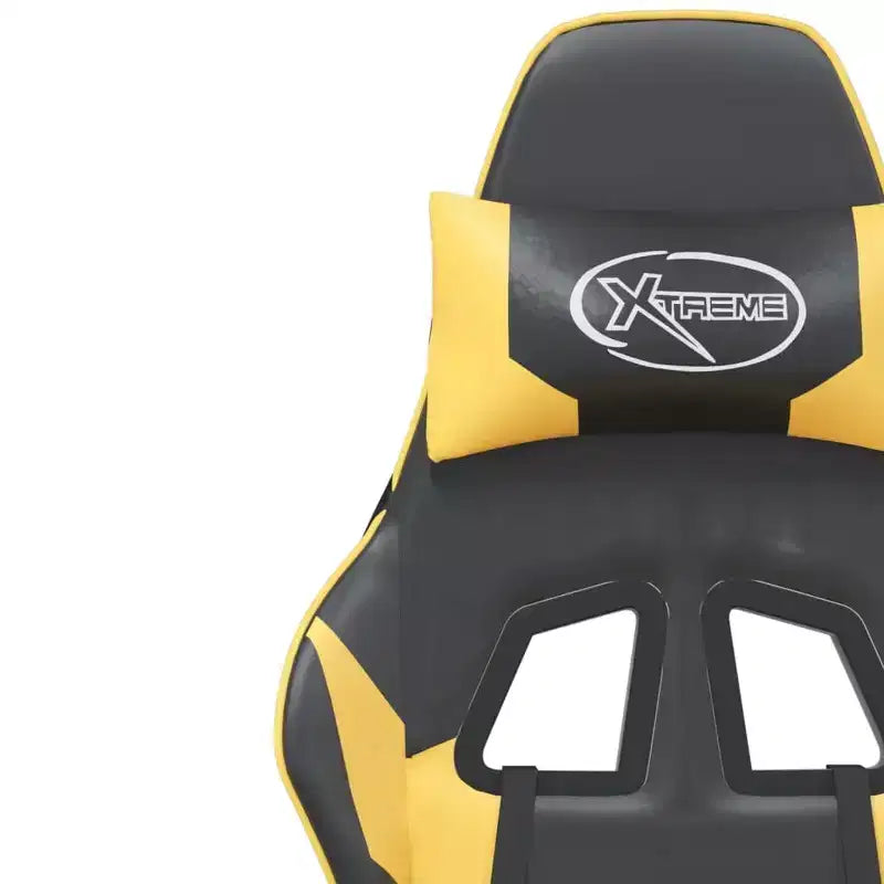 vidaXL Sedia da gaming con poggiapiedi, nera e oro, in similpelle