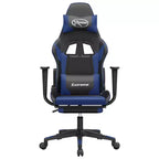 vidaXL Sedia da Gaming con Poggiapiedi, Nera e Blu, in Similpelle