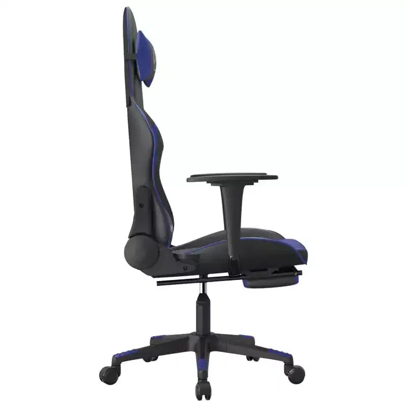 vidaXL Sedia da Gaming con Poggiapiedi, Nera e Blu, in Similpelle