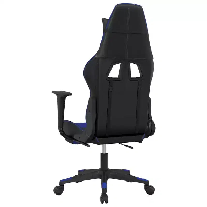 vidaXL Sedia da Gaming con Poggiapiedi, Nera e Blu, in Similpelle
