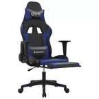 vidaXL Sedia da Gaming con Poggiapiedi, Nera e Blu, in Similpelle