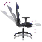 vidaXL Sedia da Gaming con Poggiapiedi, Nera e Blu, in Similpelle