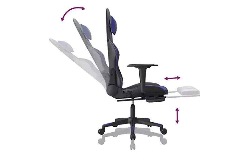 vidaXL Sedia da Gaming con Poggiapiedi, Nera e Blu, in Similpelle