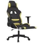 vidaXL Sedia da Gaming con Poggiapiedi, Nera e Verde Chiaro, in Tessuto