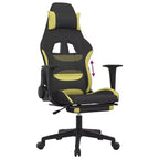 vidaXL Sedia da Gaming con Poggiapiedi, Nera e Verde Chiaro, in Tessuto