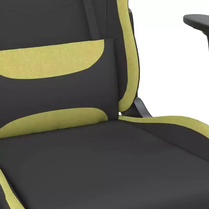vidaXL Sedia da Gaming con Poggiapiedi, Nera e Verde Chiaro, in Tessuto