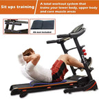 Tapis Roulant Elettrico Multifunzione Ksports, Set da Allenamento Cardio e Forza per Palestra Domestica con Tappetino per Addominali, Cinghia per Sit-Up e Inclinazione Regolabile