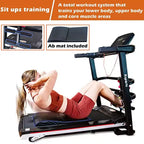 Tapis Roulant Elettrico Multifunzione Ksports, Set da Allenamento Cardio e Forza per Palestra Domestica con Tappetino per Addominali, Cinghia per Sit-Up e Inclinazione Regolabile