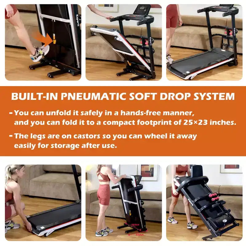Tapis Roulant Elettrico Multifunzione Ksports, Set da Allenamento Cardio e Forza per Palestra Domestica con Tappetino per Addominali, Cinghia per Sit-Up e Inclinazione Regolabile