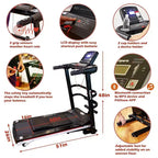 Tapis Roulant Elettrico Multifunzione Ksports, Set da Allenamento Cardio e Forza per Palestra Domestica con Tappetino per Addominali, Cinghia per Sit-Up e Inclinazione Regolabile