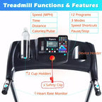 Tapis Roulant Elettrico Multifunzione Ksports, Set da Allenamento Cardio e Forza per Palestra Domestica con Tappetino per Addominali, Cinghia per Sit-Up e Inclinazione Regolabile