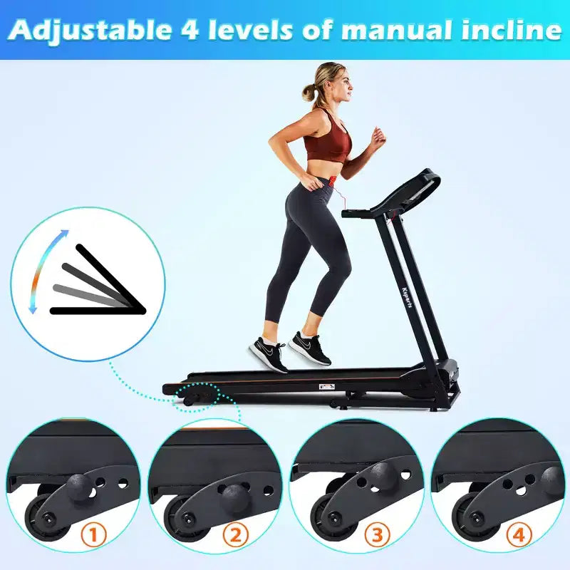 Tapis Roulant Elettrico Multifunzione Ksports, Set da Allenamento Cardio e Forza per Palestra Domestica con Tappetino per Addominali, Cinghia per Sit-Up e Inclinazione Regolabile