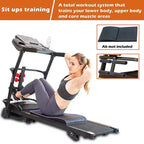 Tapis Roulant Elettrico Multifunzione Ksports, Set da Allenamento Cardio e Forza per Palestra Domestica con Tappetino per Addominali, Cinghia per Sit-Up e Inclinazione Regolabile