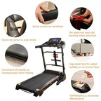 Tapis Roulant Elettrico Multifunzione Ksports, Set da Allenamento Cardio e Forza per Palestra Domestica con Tappetino per Addominali, Cinghia per Sit-Up e Inclinazione Regolabile