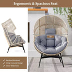 Costway Oversized Egg Style Chair with Cushions & Headrest Heavy-Duty Metal Frame for Yard Off White/Grey/Black