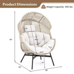 Costway Oversized Egg Style Chair with Cushions & Headrest Heavy-Duty Metal Frame for Yard Off White/Grey/Black
