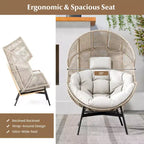 Costway Oversized Egg Style Chair with Cushions & Headrest Heavy-Duty Metal Frame for Yard Off White/Grey/Black