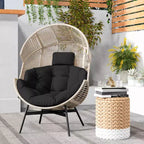 Costway Oversized Egg Style Chair with Cushions & Headrest Heavy-Duty Metal Frame for Yard Off White/Grey/Black
