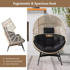 Costway Oversized Egg Style Chair with Cushions & Headrest Heavy-Duty Metal Frame for Yard Off White/Grey/Black