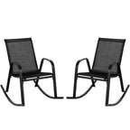 Costway 2 PCS Patio Rocking Chair Heavy-Duty Metal Rocker Outdoor Anti-Slip Black