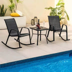 Costway 2 PCS Patio Rocking Chair Heavy-Duty Metal Rocker Outdoor Anti-Slip Black