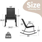 Costway 2 PCS Patio Rocking Chair Heavy-Duty Metal Rocker Outdoor Anti-Slip Black