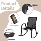 Costway 2 PCS Patio Rocking Chair Heavy-Duty Metal Rocker Outdoor Anti-Slip Black
