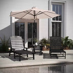 Flash Furniture Monterey Commercial Grade 3-Piece Indoor/Outdoor Adirondack Set with 2 Adjustable HDPE Loungers with Cup Holders and Folding Side Table