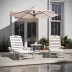 Flash Furniture Monterey Commercial Grade 3-Piece Indoor/Outdoor Adirondack Set with 2 Adjustable HDPE Loungers with Cup Holders and Folding Side Table
