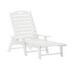 Flash Furniture Monterey Commercial Grade 3-Piece Indoor/Outdoor Adirondack Set with 2 Adjustable HDPE Loungers with Cup Holders and Folding Side Table