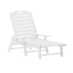 Flash Furniture Monterey Commercial Grade 3-Piece Indoor/Outdoor Adirondack Set with 2 Adjustable HDPE Loungers with Cup Holders and Folding Side Table