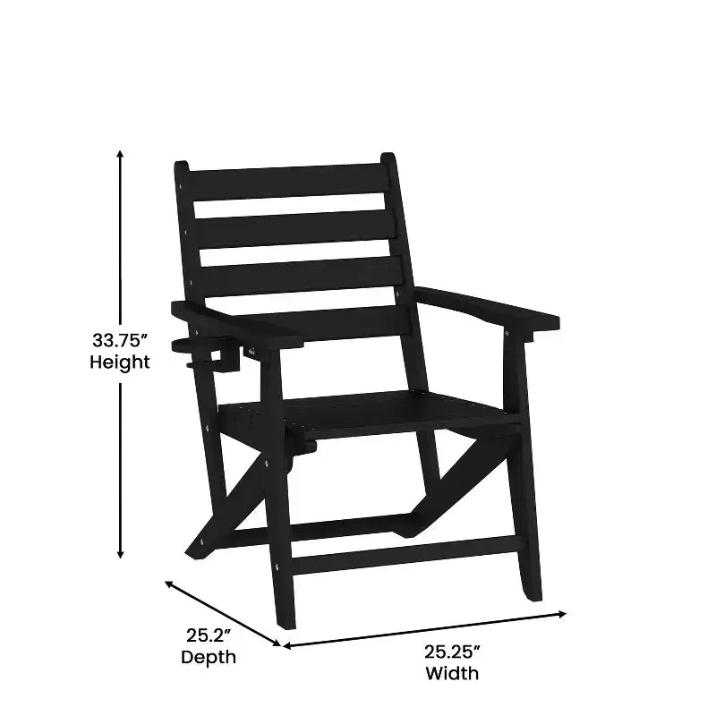 Flash Furniture Tolleson Commercial 7 Piece Adirondack Dining Set with 72 Rectangle Indoor/Outdoor Recycled HDPE Table and 6 Chairs with Cupholders