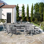 Flash Furniture Tolleson Commercial 7 Piece Adirondack Dining Set with 72 Rectangle Indoor/Outdoor Recycled HDPE Table and 6 Chairs with Cupholders