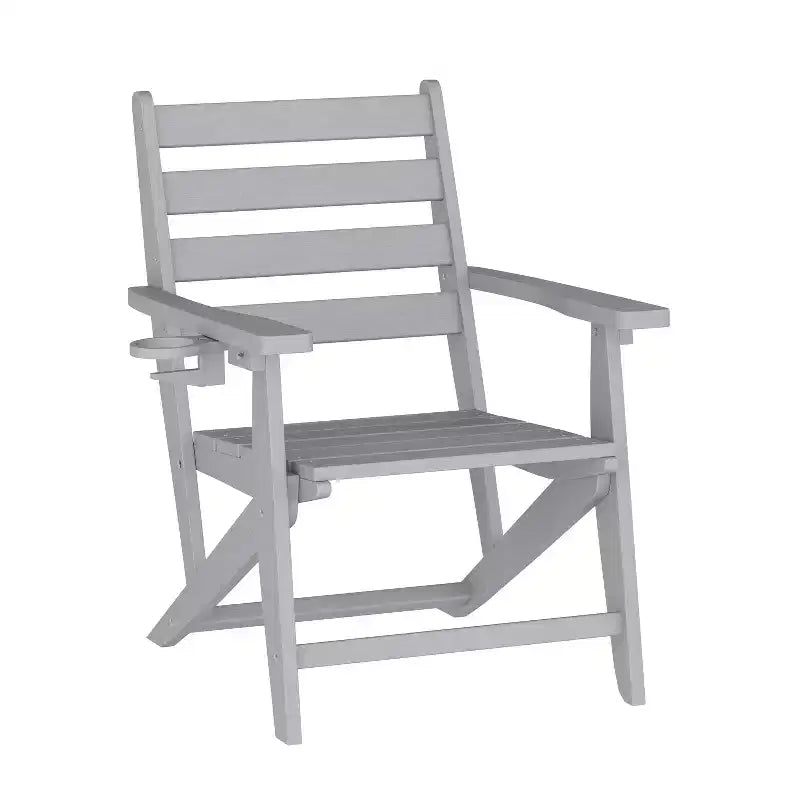 Flash Furniture Tolleson Commercial 7 Piece Adirondack Dining Set with 72 Rectangle Indoor/Outdoor Recycled HDPE Table and 6 Chairs with Cupholders