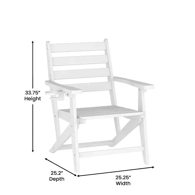 Flash Furniture Tolleson Commercial 7 Piece Adirondack Dining Set with 72 Rectangle Indoor/Outdoor Recycled HDPE Table and 6 Chairs with Cupholders
