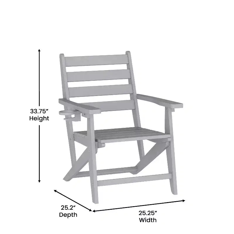 Merrick Lane Set 7 pz Adirondack Tavolo e Sedie con Portabicchieri Pieghevoli in HDPE Riciclato