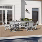 Merrick Lane Set 7 pz Adirondack Tavolo e Sedie con Portabicchieri Pieghevoli in HDPE Riciclato
