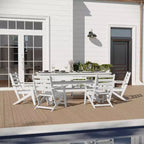 Merrick Lane Set 7 pz Adirondack Tavolo e Sedie con Portabicchieri Pieghevoli in HDPE Riciclato
