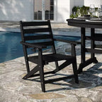 Flash Furniture Tolleson Set da Pranzo Commerciale Adirondack 5 Pezzi con Tavolo Rotondo da 48 Interno/Esterno in HDPE Riciclato e 4 Sedie con Portabicchieri