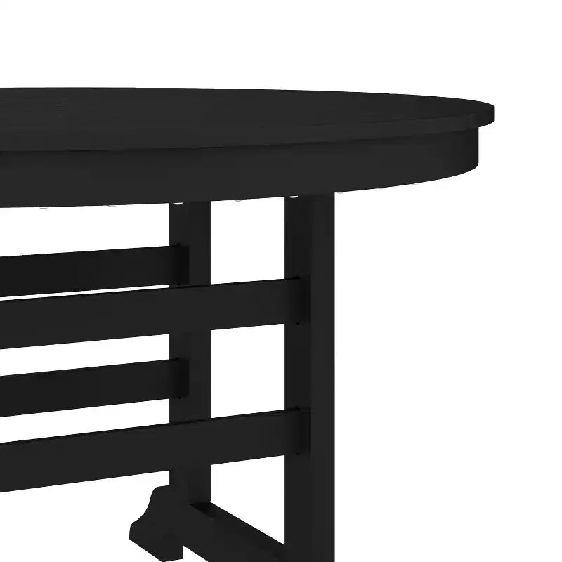 Flash Furniture Tolleson Set da Pranzo Commerciale Adirondack 5 Pezzi con Tavolo Rotondo da 48 Interno/Esterno in HDPE Riciclato e 4 Sedie con Portabicchieri
