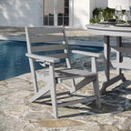Flash Furniture Tolleson Set da Pranzo Commerciale Adirondack 5 Pezzi con Tavolo Rotondo da 48 Interno/Esterno in HDPE Riciclato e 4 Sedie con Portabicchieri