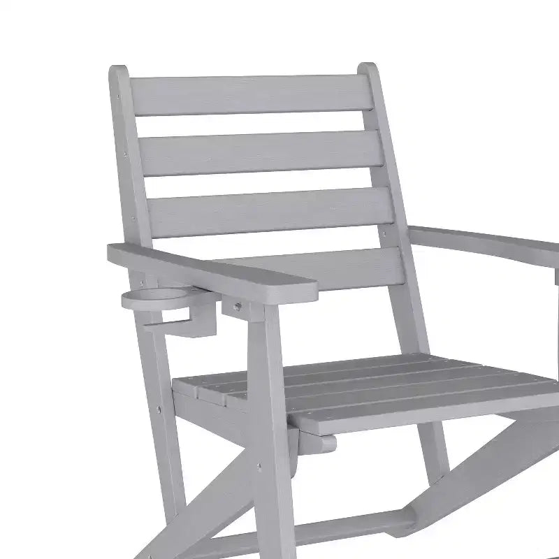 Flash Furniture Tolleson Set da Pranzo Commerciale Adirondack 5 Pezzi con Tavolo Rotondo da 48 Interno/Esterno in HDPE Riciclato e 4 Sedie con Portabicchieri