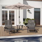 Set 3 Pezzi di Sedie/Tavolo Adirondack Merrick Lane per Uso Interno/Esterno con 2 Sedie a Sdraio Regolabili con Portabicchieri e Tavolino Pieghevole