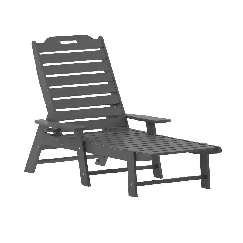 Set 3 Pezzi di Sedie/Tavolo Adirondack Merrick Lane per Uso Interno/Esterno con 2 Sedie a Sdraio Regolabili con Portabicchieri e Tavolino Pieghevole