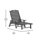 Set 3 Pezzi di Sedie/Tavolo Adirondack Merrick Lane per Uso Interno/Esterno con 2 Sedie a Sdraio Regolabili con Portabicchieri e Tavolino Pieghevole