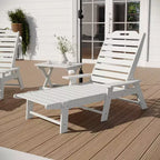 Set 3 Pezzi di Sedie/Tavolo Adirondack Merrick Lane per Uso Interno/Esterno con 2 Sedie a Sdraio Regolabili con Portabicchieri e Tavolino Pieghevole