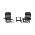 Merrick Lane 3-Piece Adirondack Chairs/Table Set for Indoor/Outdoor Use with 2 Adjustable Lounge Chairs with Cup Holders and Folding Side Table