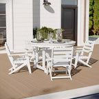 Tavolo e sedie Adirondack Merrick Lane 5 pz con portabicchieri a scomparsa in HDPE riciclato